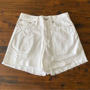 Rag & Bone Shorts White Denim Distressed Maya High-Rise Shorty Shorts Sz 26